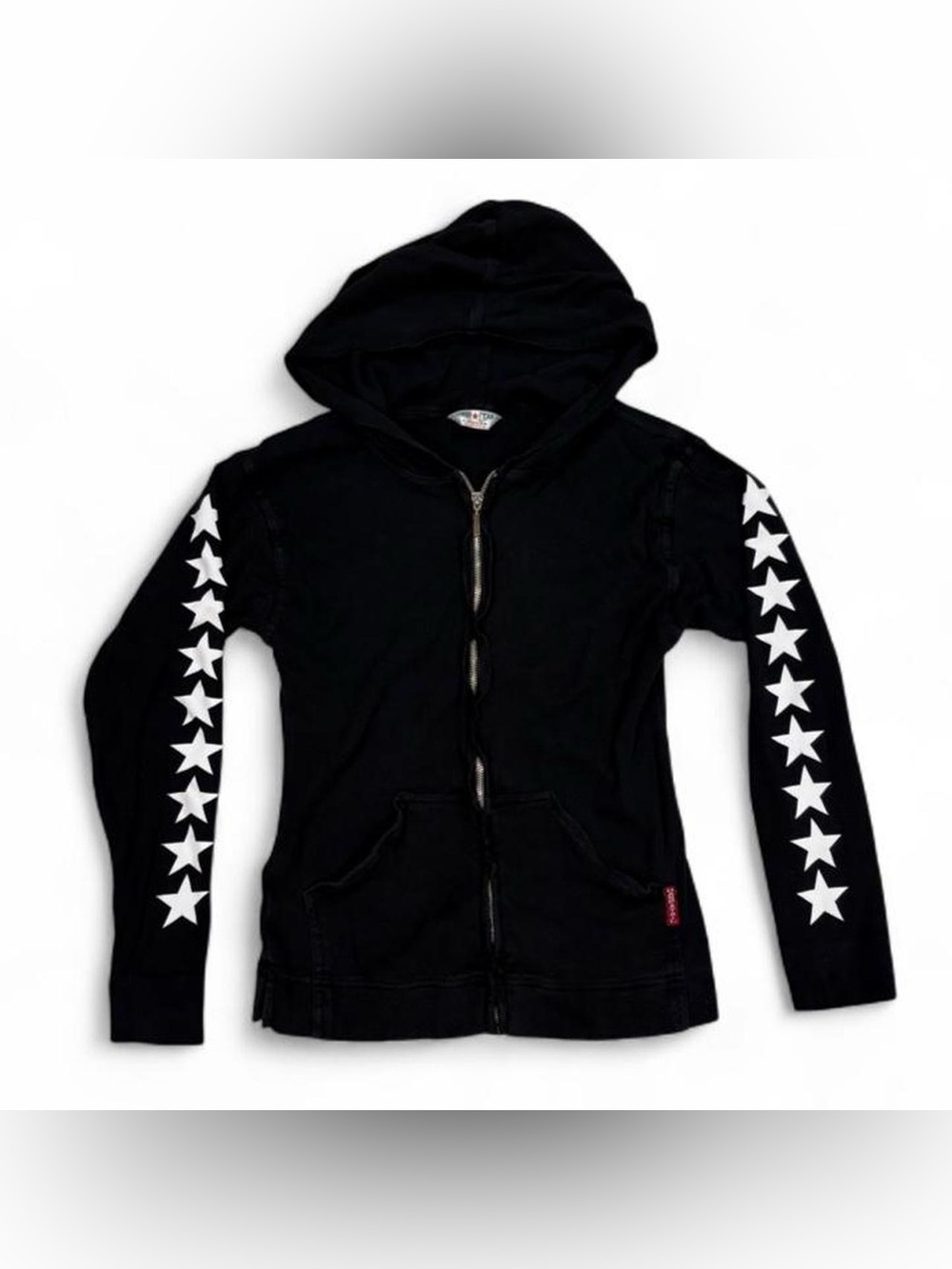 Y2K Hard Tail black zip up star sleeve lightweight hoodie